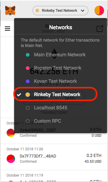 rinkeby test network metamask