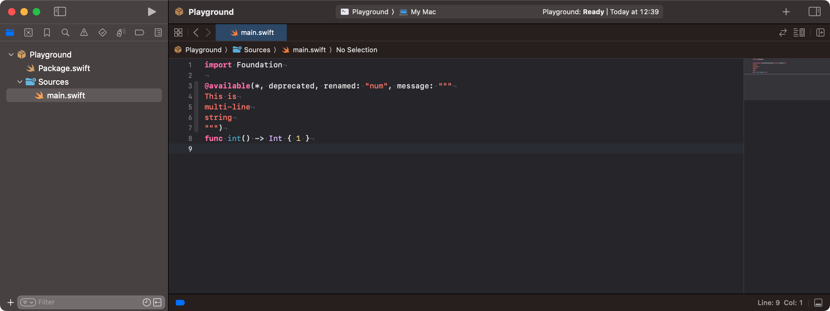 When using multiline string literal, formatting results in invalid