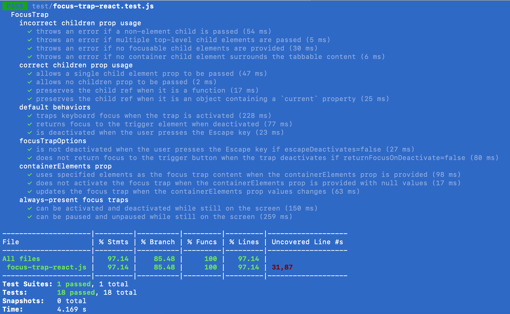 Feature/react testing library by thawkin3 · Pull Request #222 · focus ...