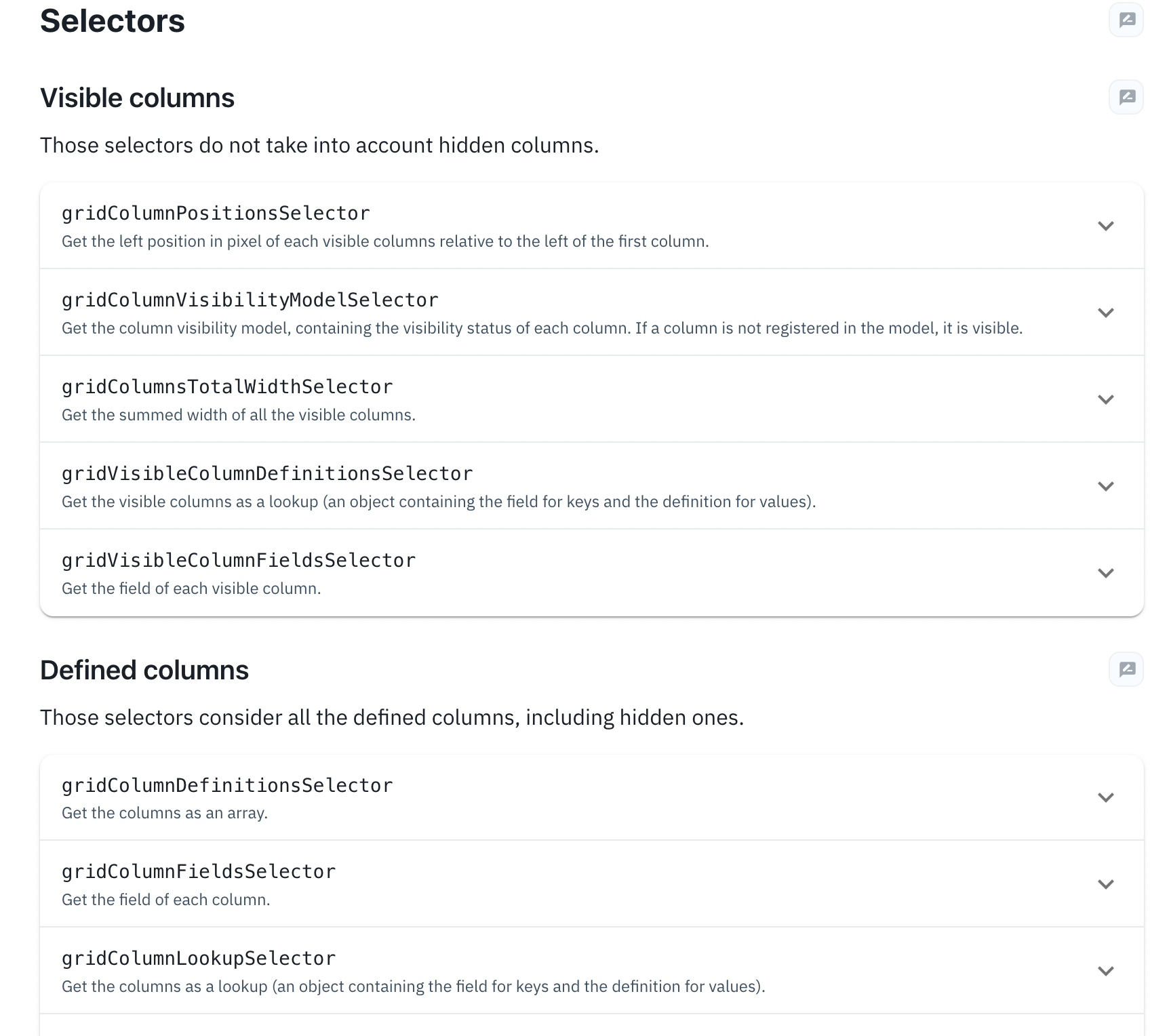 [docs] Column selectors are not documented · Issue #7217 · mui/mui-x ...
