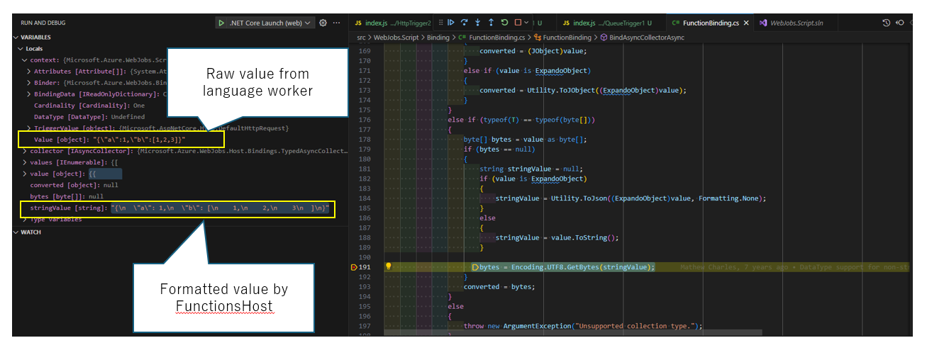 JSON string output binding data was unexpectedly formatted with \n and ... image.