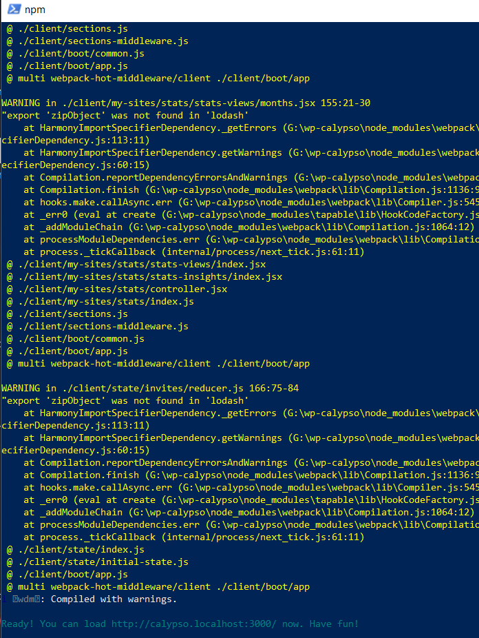 Build Calypso npm start error on windows 10 · Issue 27420