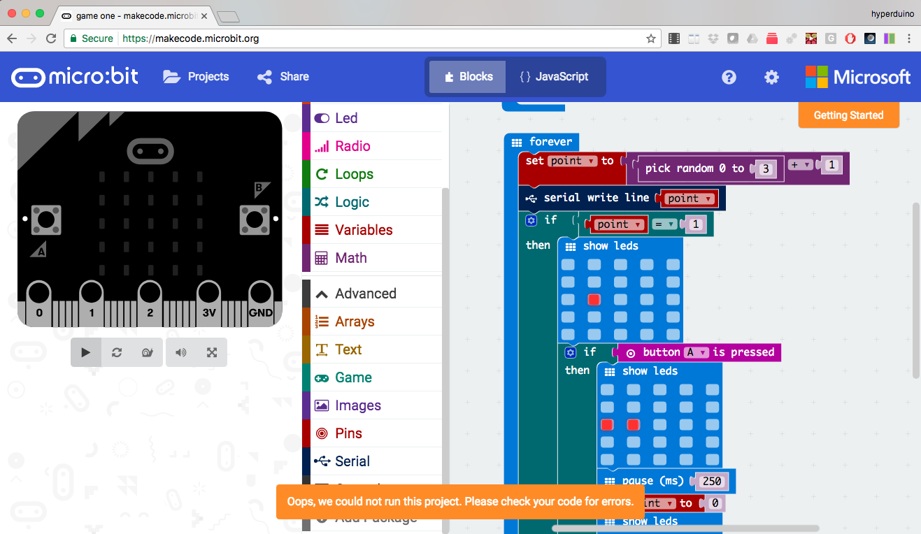 "Oops! Can't run..." Why not? · Issue #2460 · microsoft/pxt · GitHub