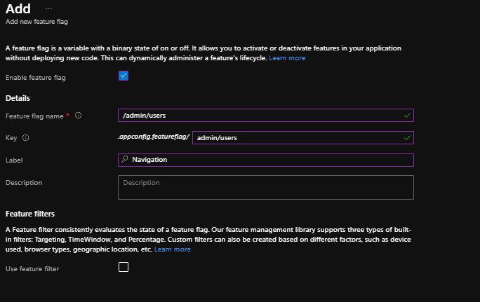 az appconfig feature set only allows a specific set of alphanumeric ...