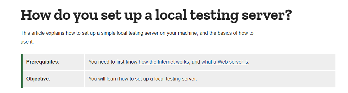 Issue with "How do you set up a local testing server?": (short summary ...