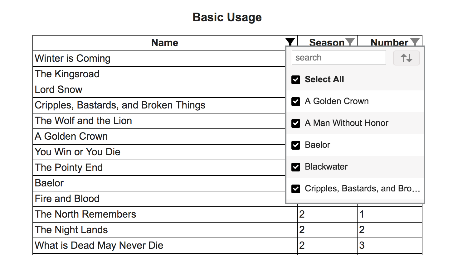 Github - Cheekujha/React-Table-Filter: Create Filters On Table Column  Items(Like Excel)