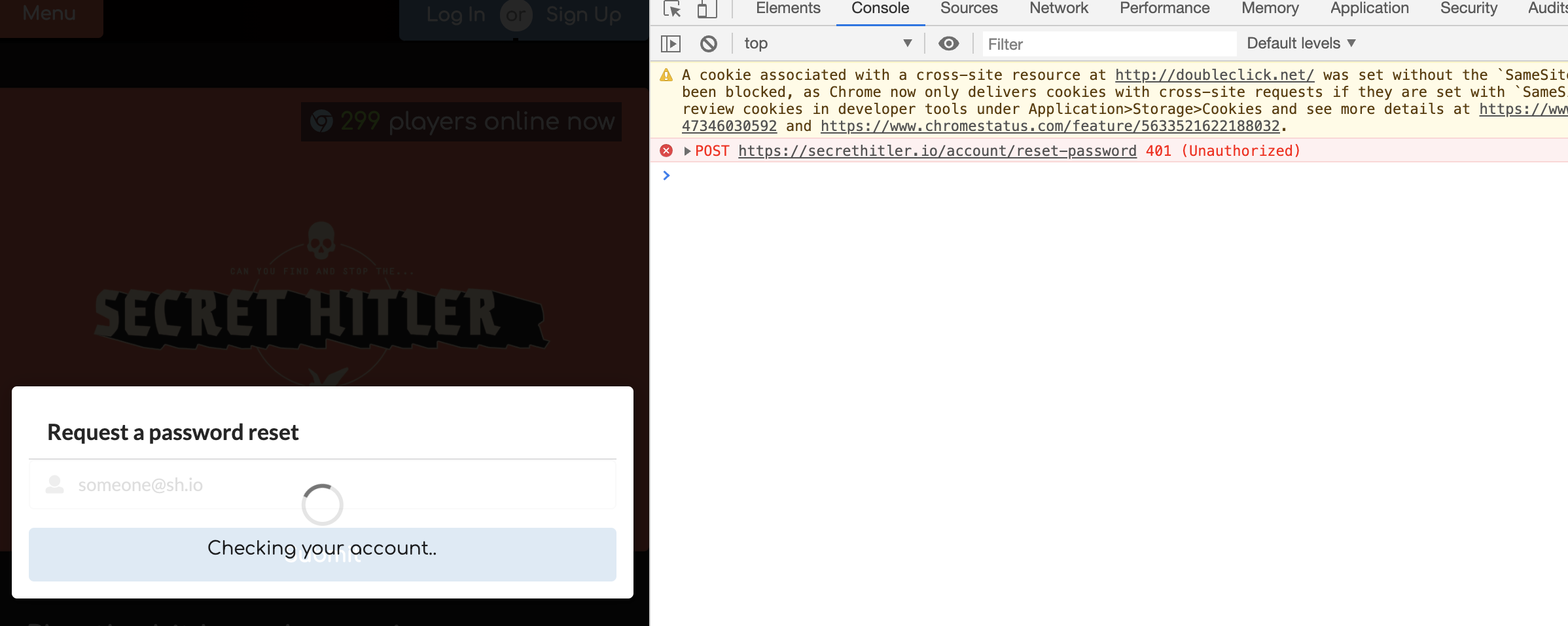 Password reset request bug · Issue #1551 · cozuya/secret-hitler · GitHub