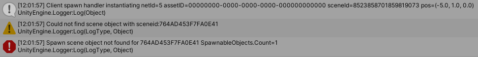 Client not properly changing scenes/spawning objects in Unity Editor ...