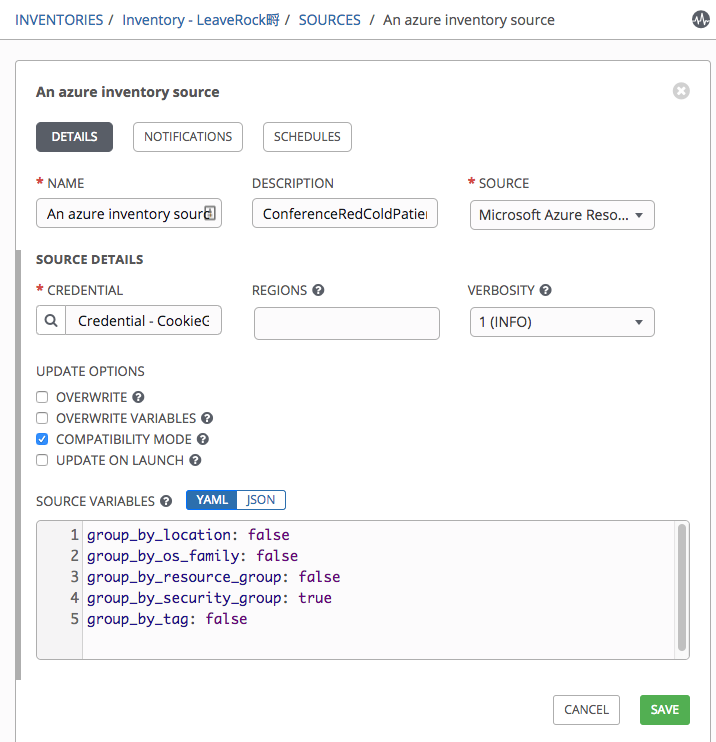 Dynamic Inventory in AWX Using Azure Resource Manager as a Source