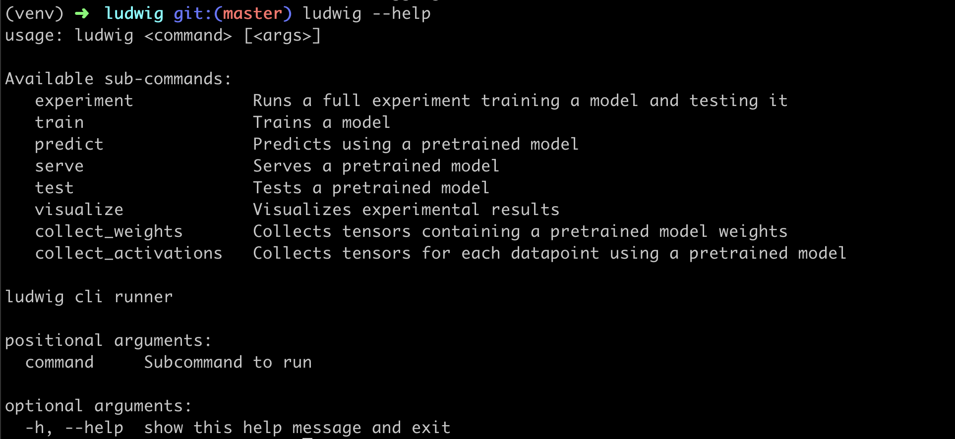 Inform users of --help command, improve cli help · Issue #536 · ludwig ...