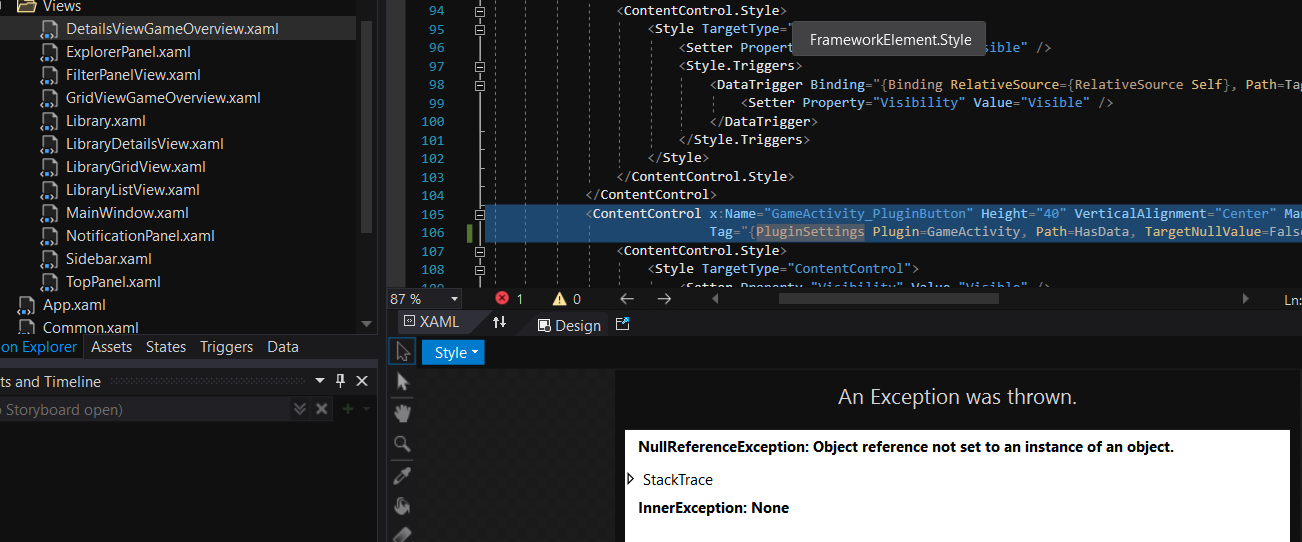 Blend previews broken when view template references PluginSettings ...