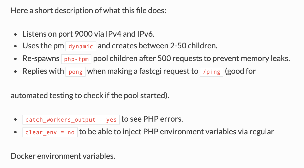 Documentation for PHP-FPM has a minor typo with a new line in a list ...