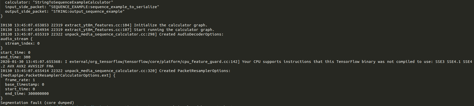 Segmentation Fault while feature extracation · Issue #423 · google-ai ...