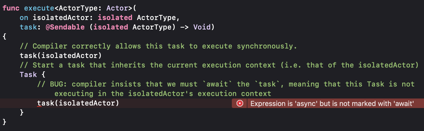 A screenshot of the code above in Xcode