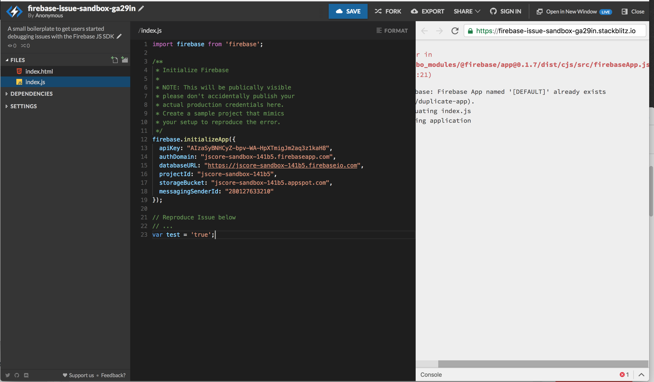 Firebase Sandbox for issues Broken · Issue #1226 · firebase/firebase-js ...