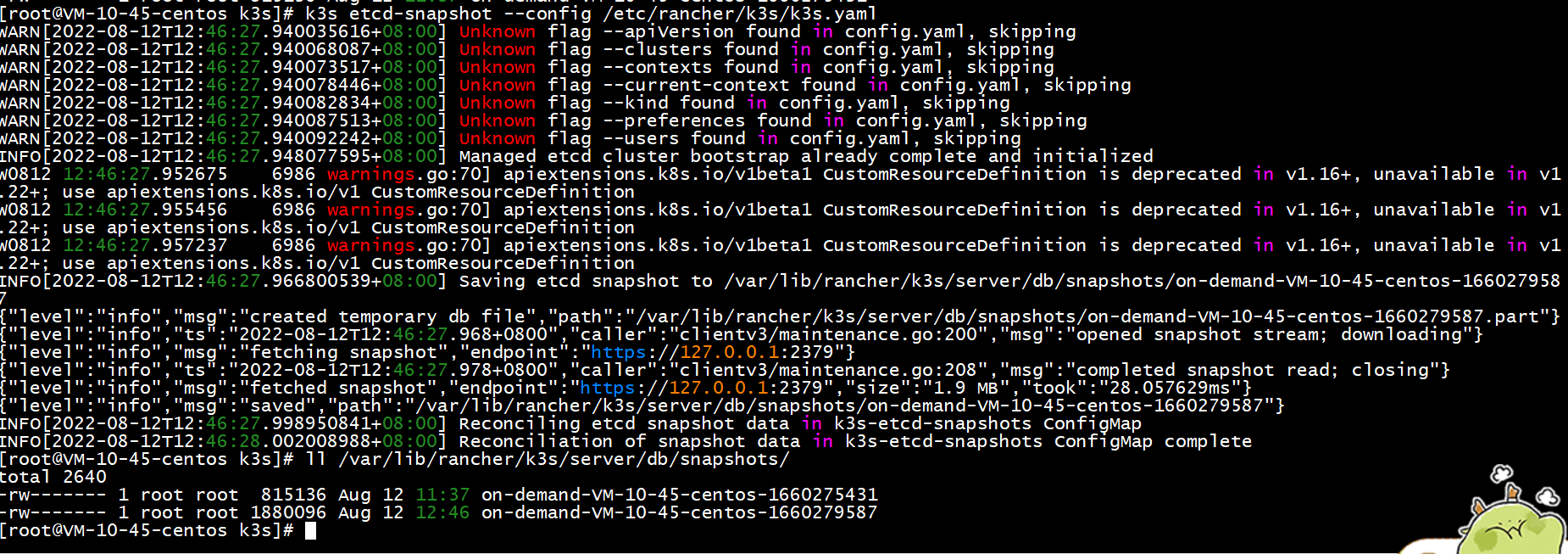etcdsnapshotschedulecron Parameter does not take effect · Issue