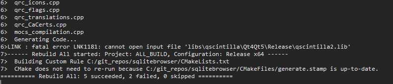Issue during sqlite browser compilation in windows with visual studio ...