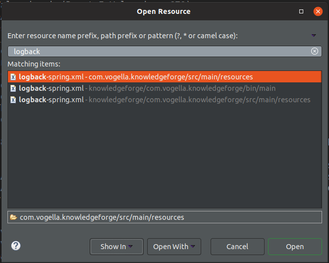 Bin folder included in Open Resource dialog · Issue 358 · spring
