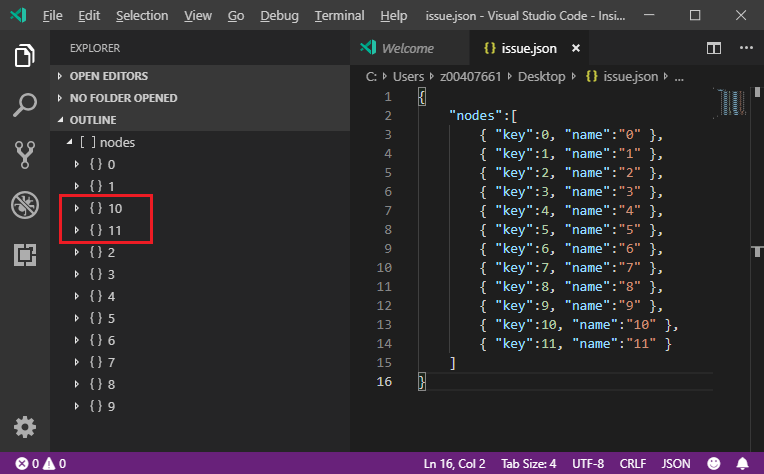 Outline Object Of JSON Array Should Be Sorted By Position Issue 