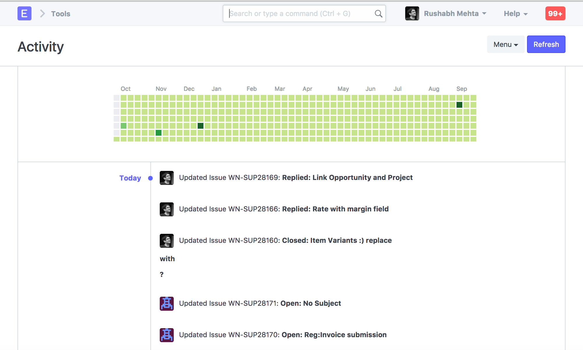 Heatmap in activity does not light up · Issue #10995 · frappe/erpnext ...
