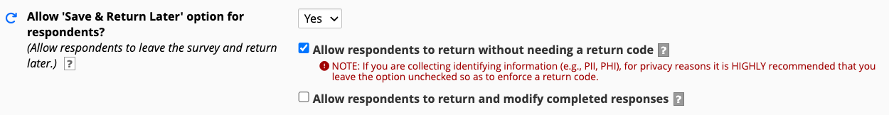 allow Save & Return Later