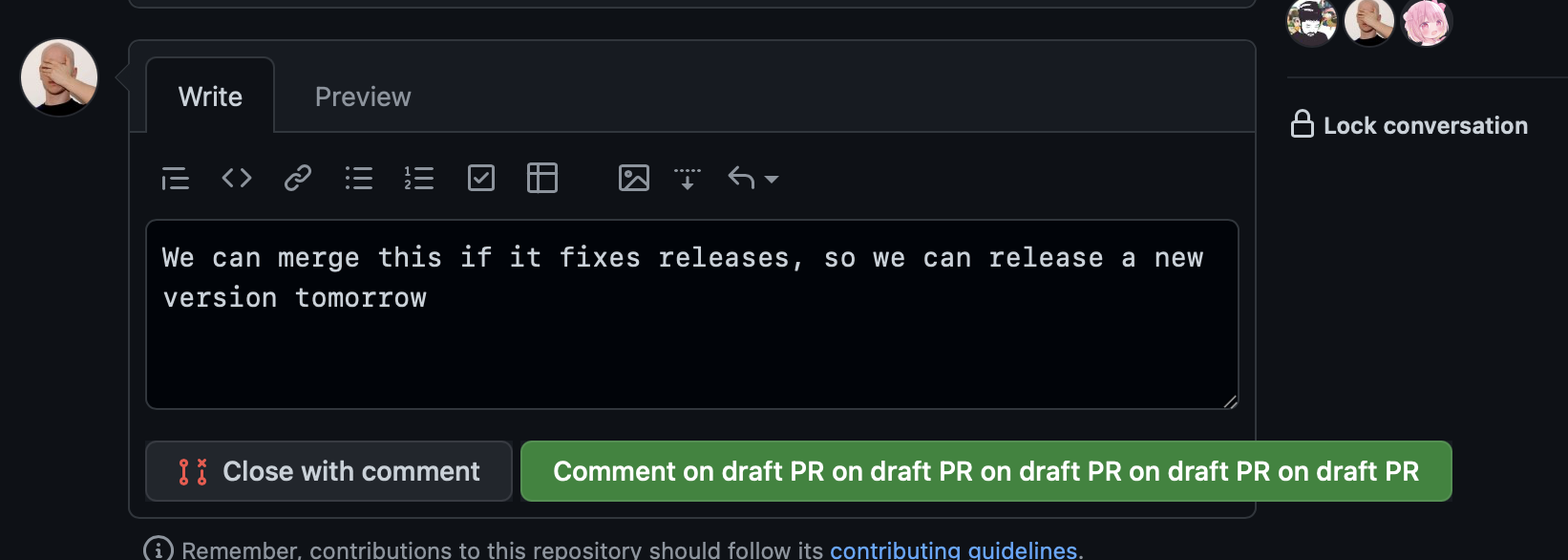 Comment on draft PR on draft PR on draft PR on draft PR · Issue 5191