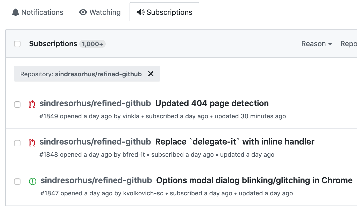 Show / filter subscribed issues · Issue 1604 · refinedgithub/refined