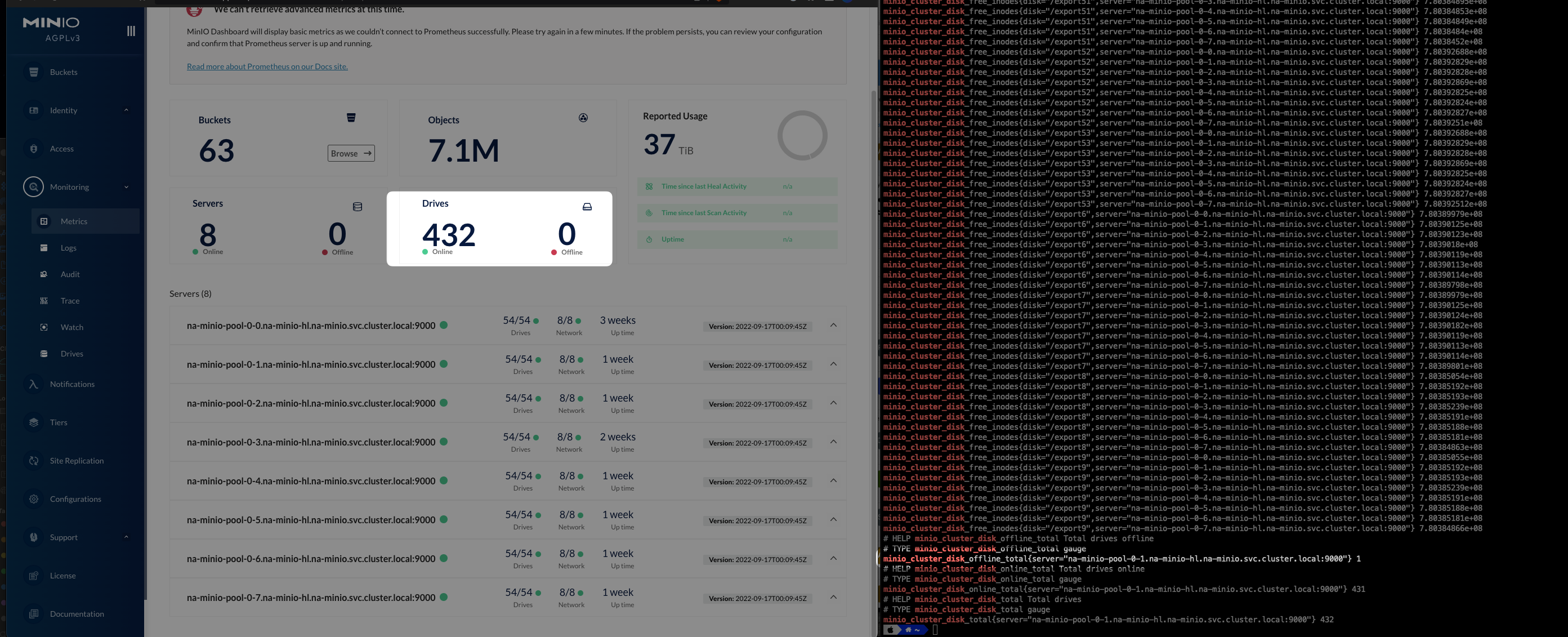 Prometheus metric "minio_cluster_disk_offline_total" seems stuck even ...