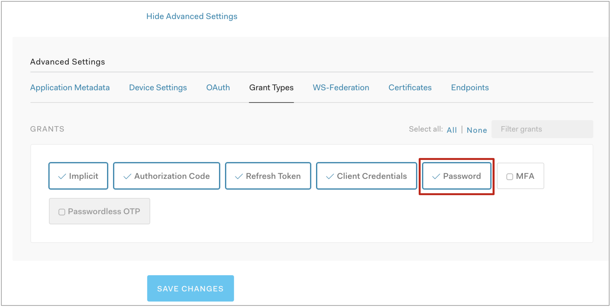 Auth0 advanced settings