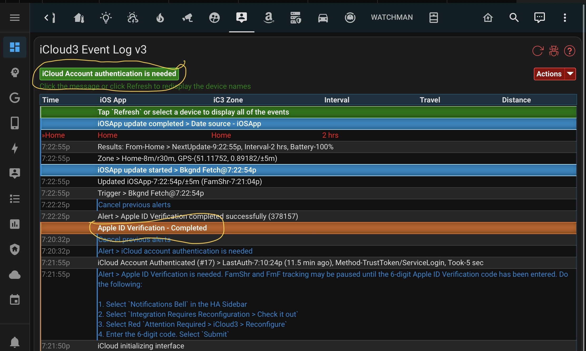 Beta 11, Keeps Trying To Authenticate · Issue #63 · gcobb321/icloud3_v3 ...