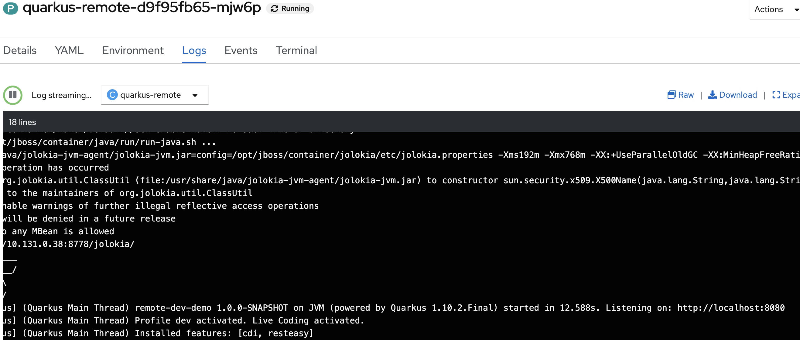 Listening on http//localhost8080 by default when a mutable jar is
