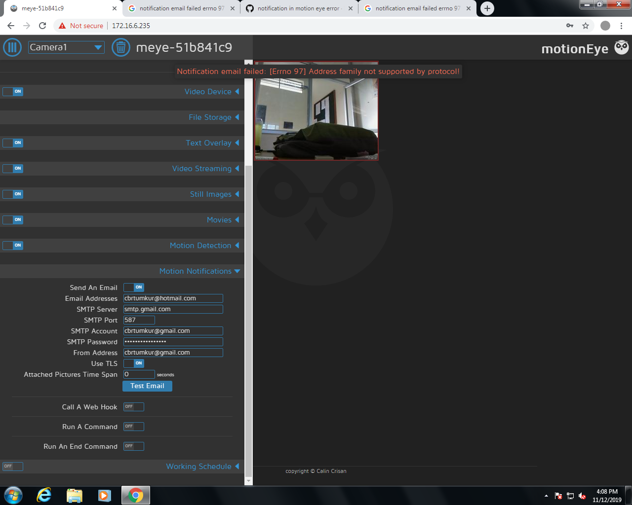notification email failed error no 97 address family not supported by Protocol · Issue 2192