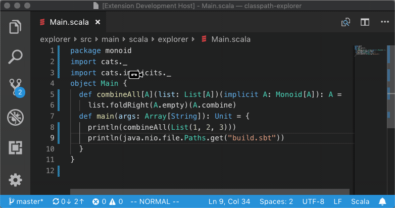 visual studio code install scala plugin