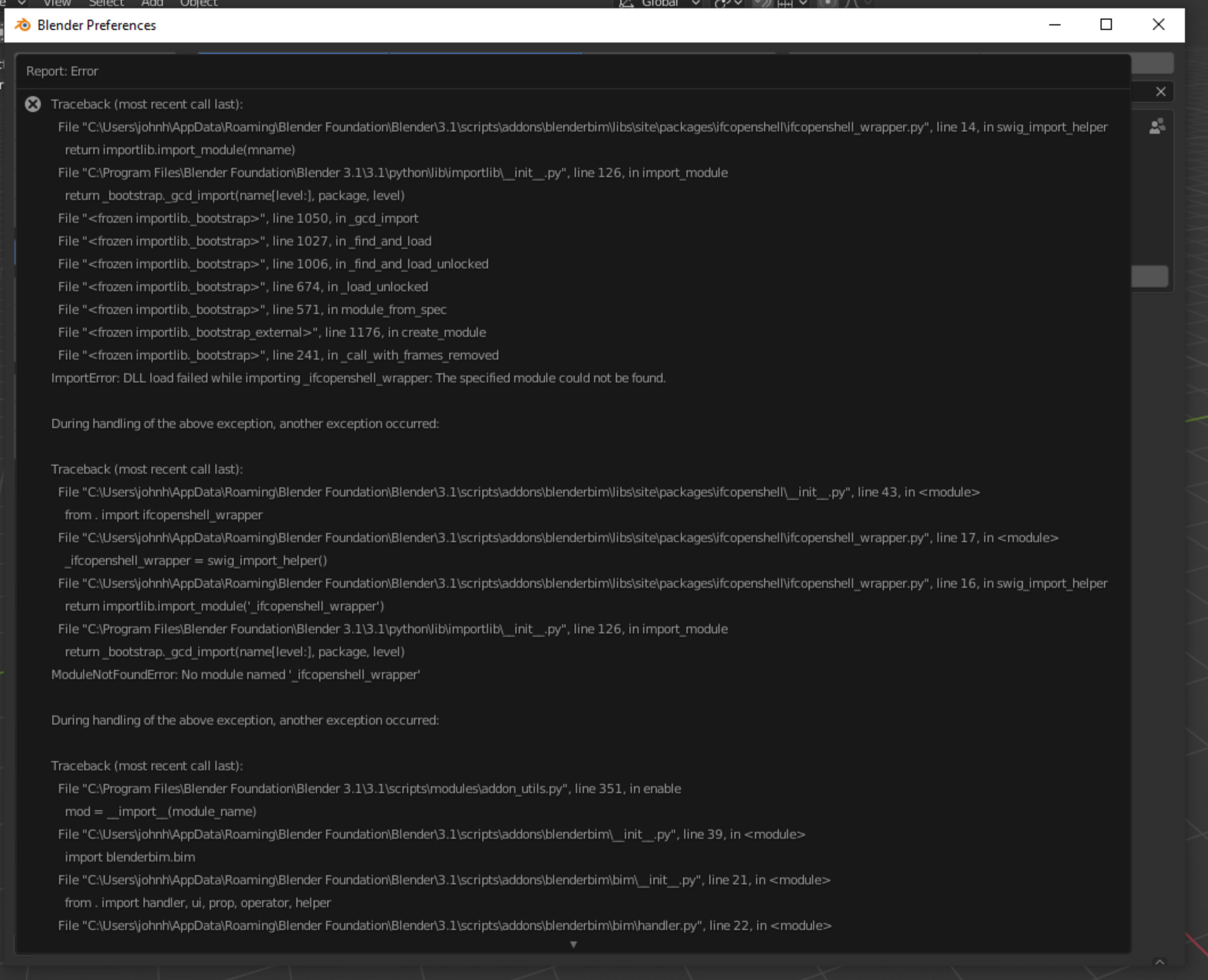 Error Installing Addon · Issue #2124 · IfcOpenShell/IfcOpenShell · GitHub