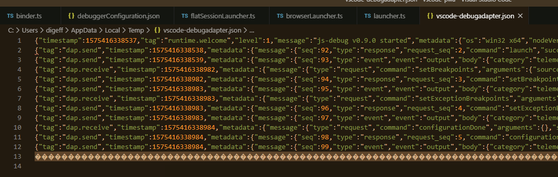 Log has weird characters · Issue #145 · microsoft/vscode-js-debug · GitHub