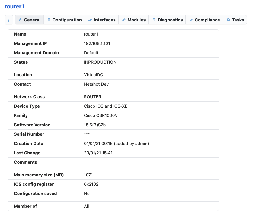 Device general information