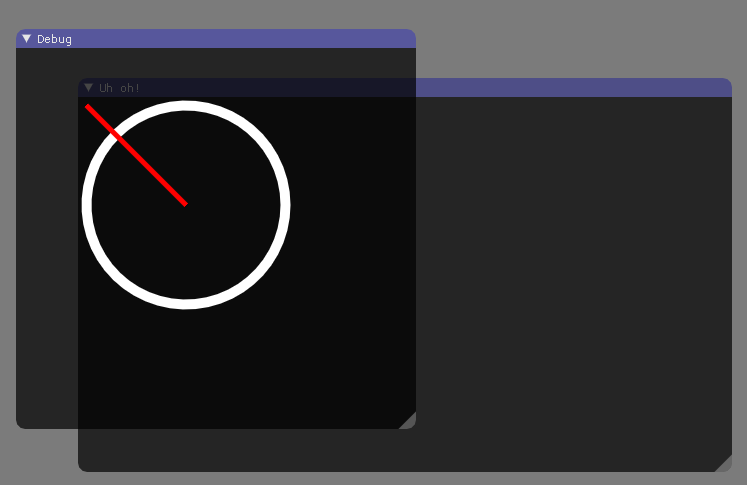 "Debug" window on top