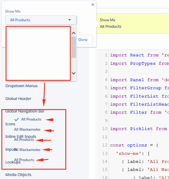 Inline Picklist menu with a scrollbar blank on mouseover
