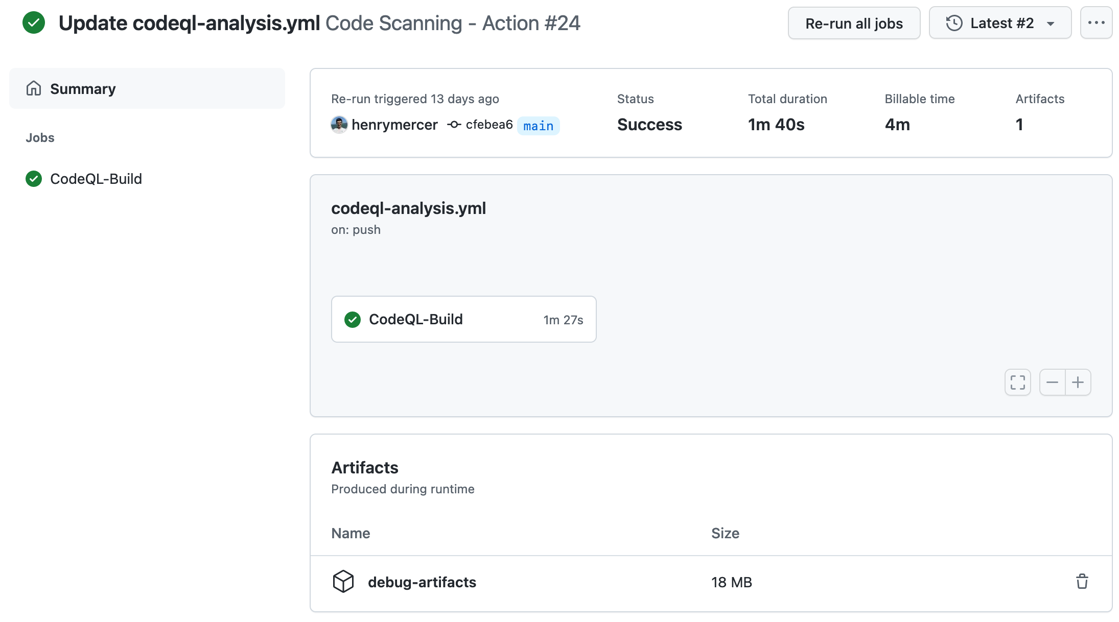 Actions artifacts