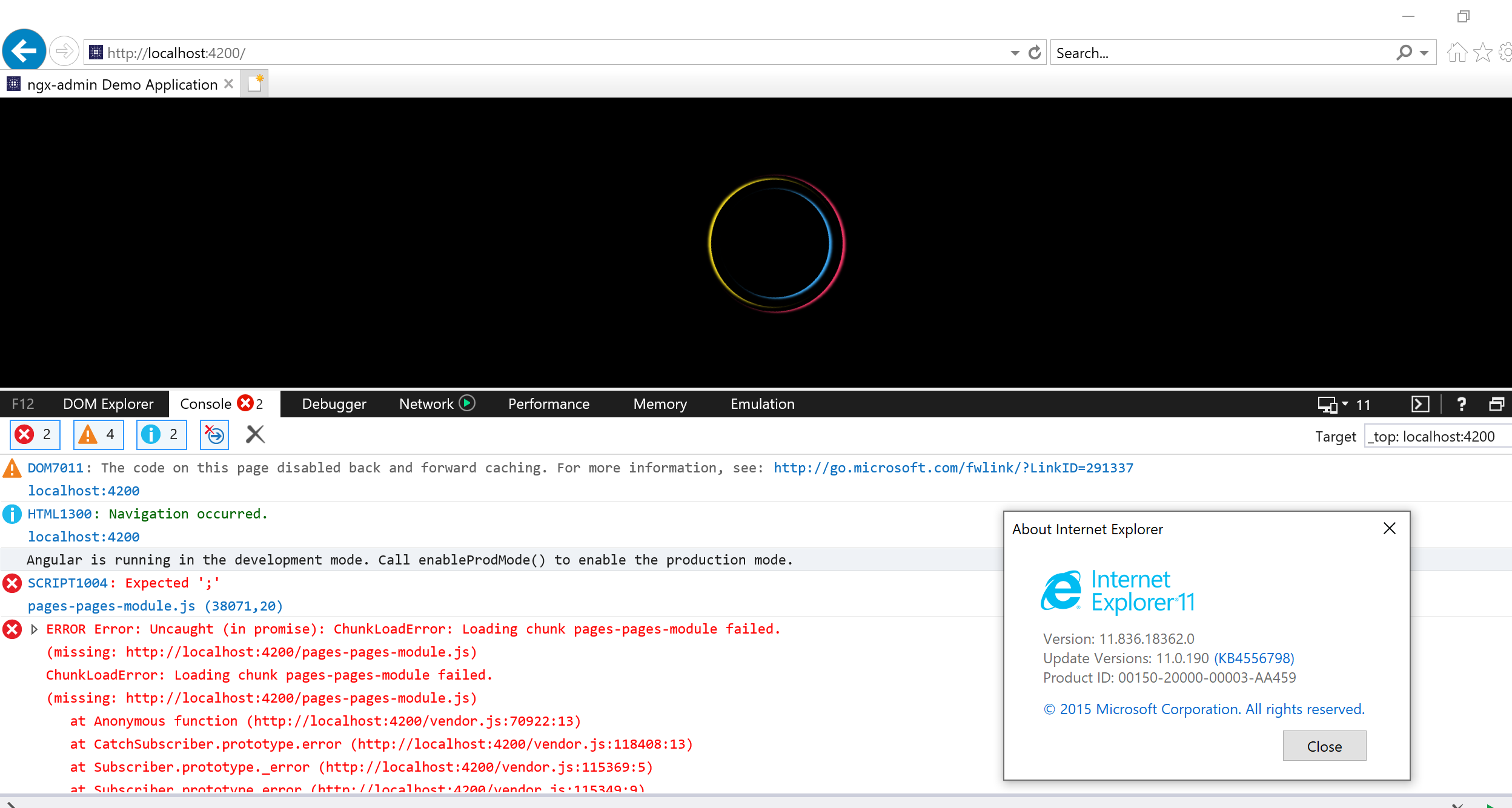 Expected ';' while running demo project in IE 11 · Issue #5708 · akveo ...
