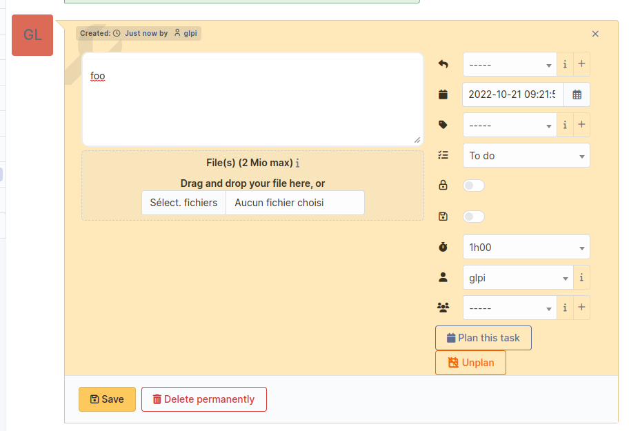 Editing a planned task does not take into account the previously saved ...
