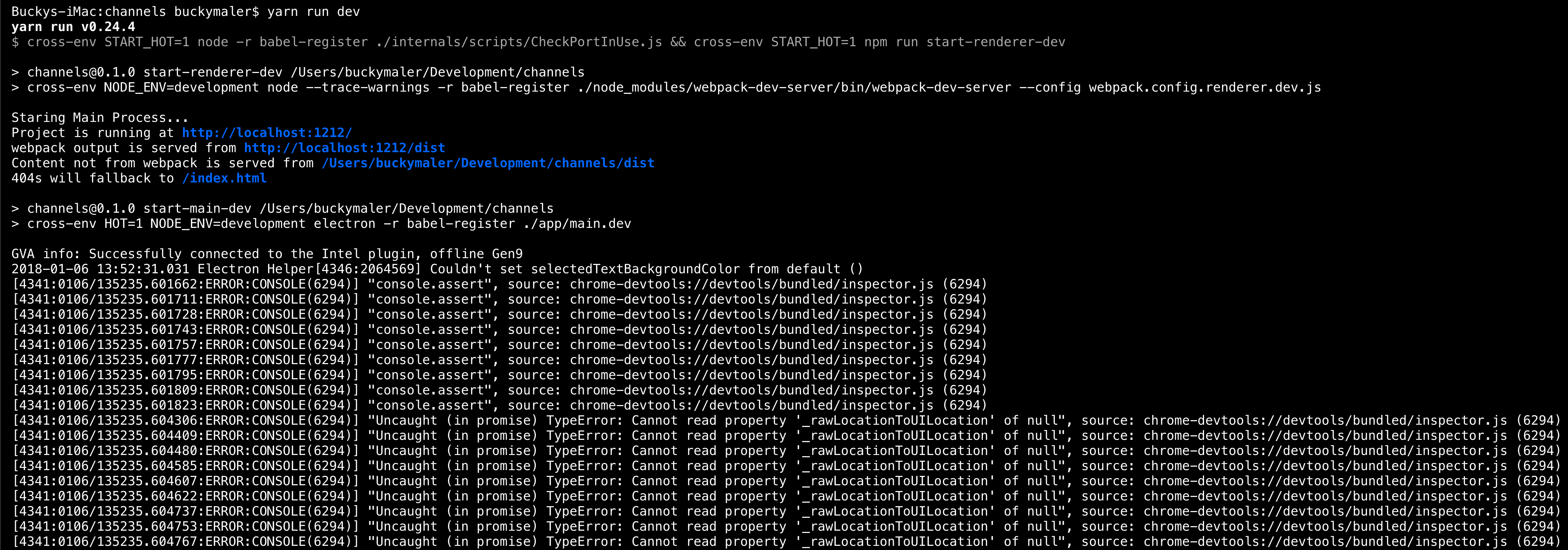 Console errors when reloading in the dev environment · Issue 60
