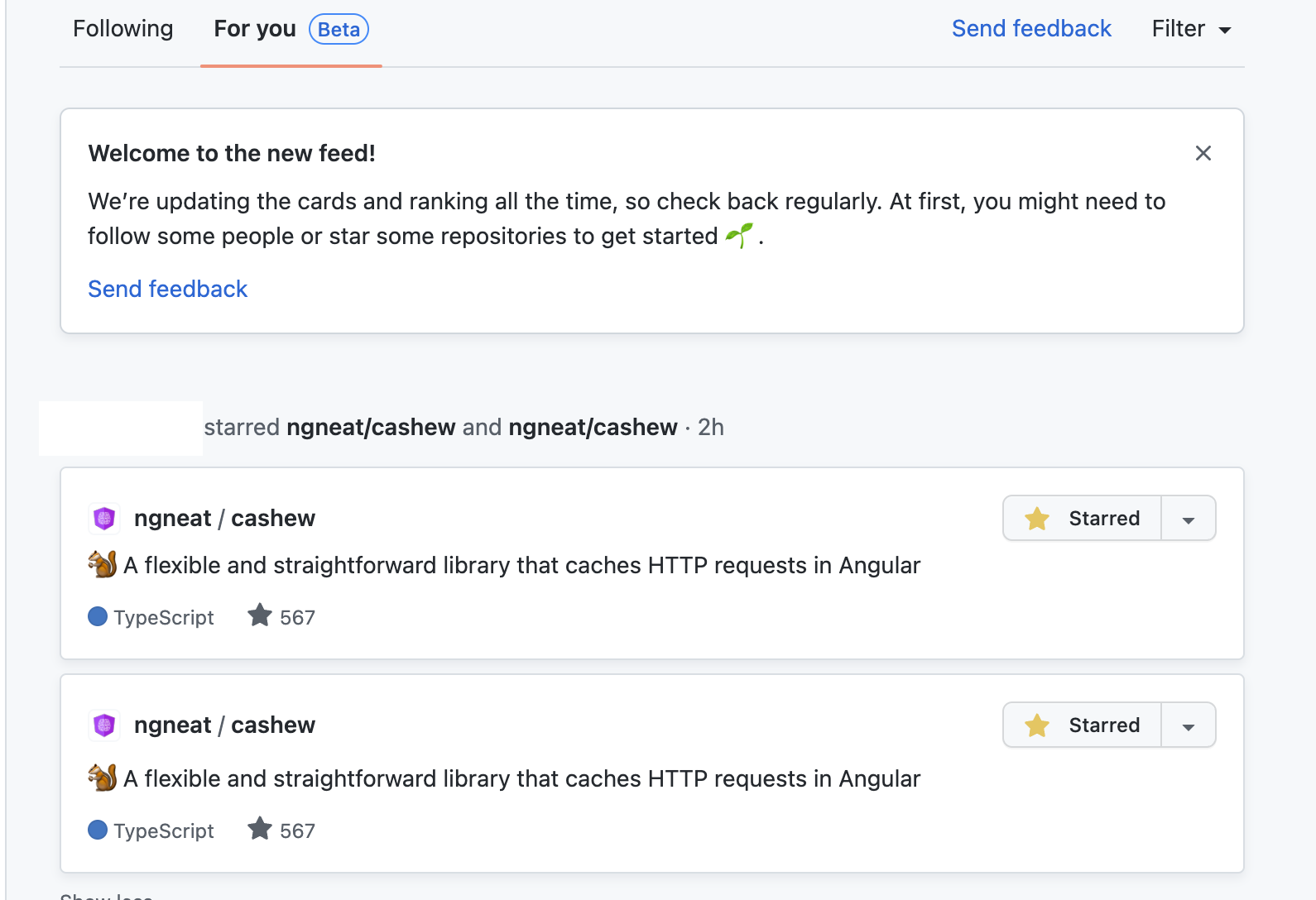 feed showing twice some time · community · Discussion #33737 · GitHub