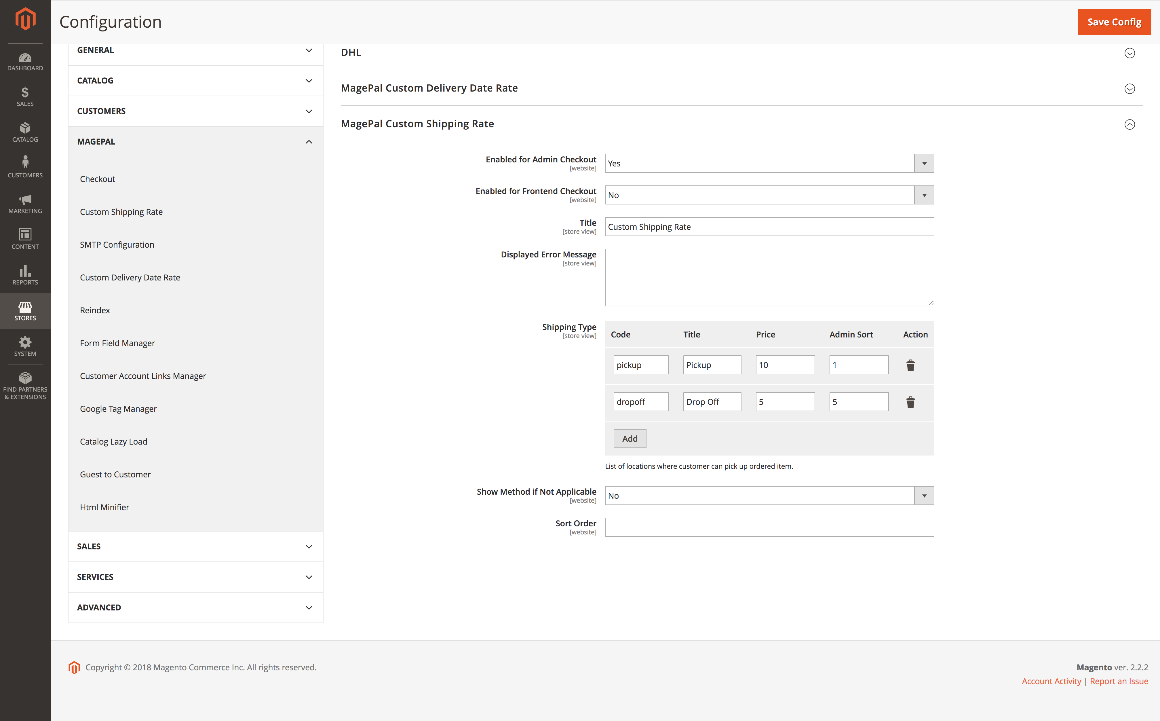 Magento2 Custom Shippiing price Configuration