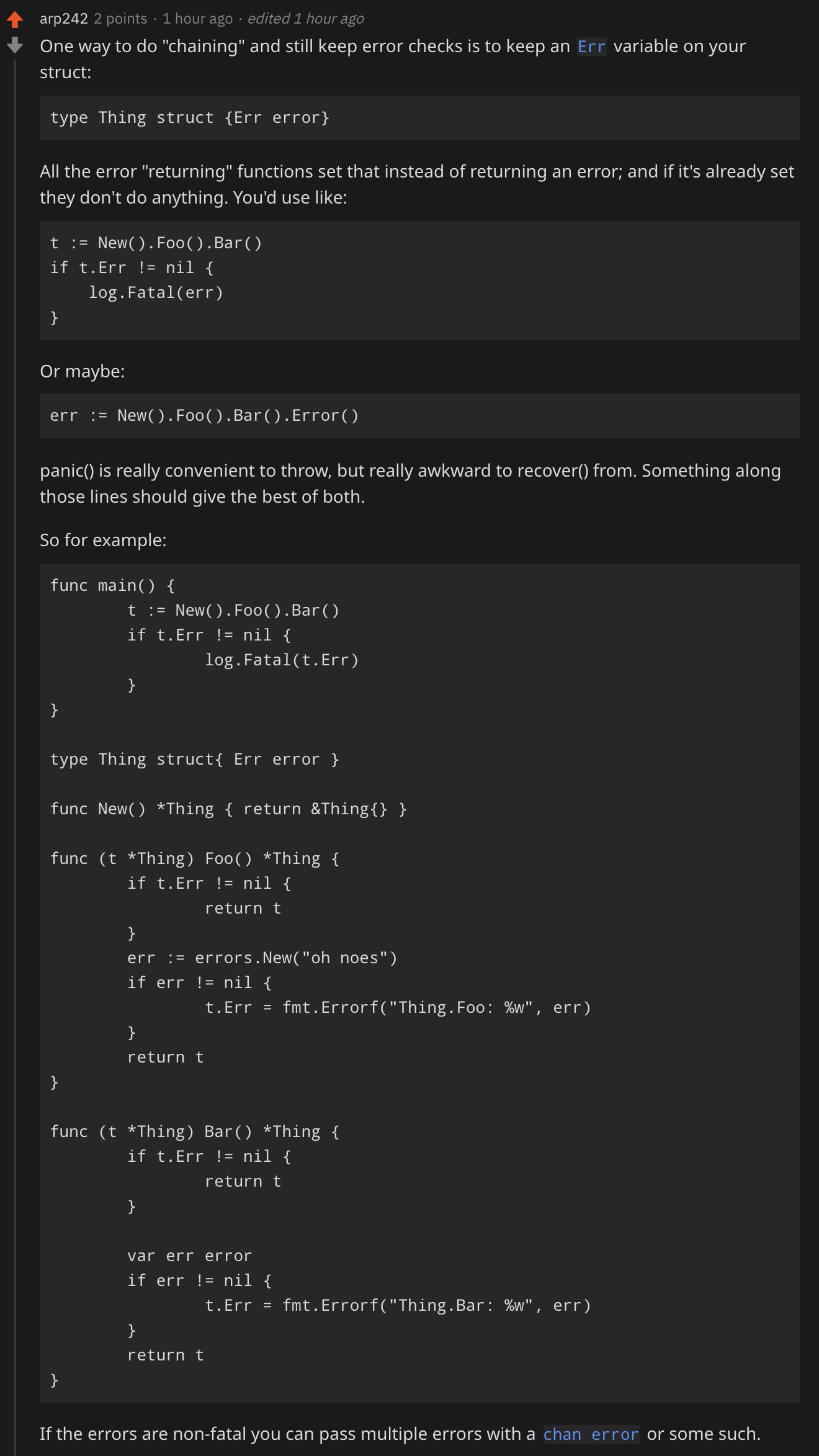 Propose a better way to handle errors for function chaining · Issue