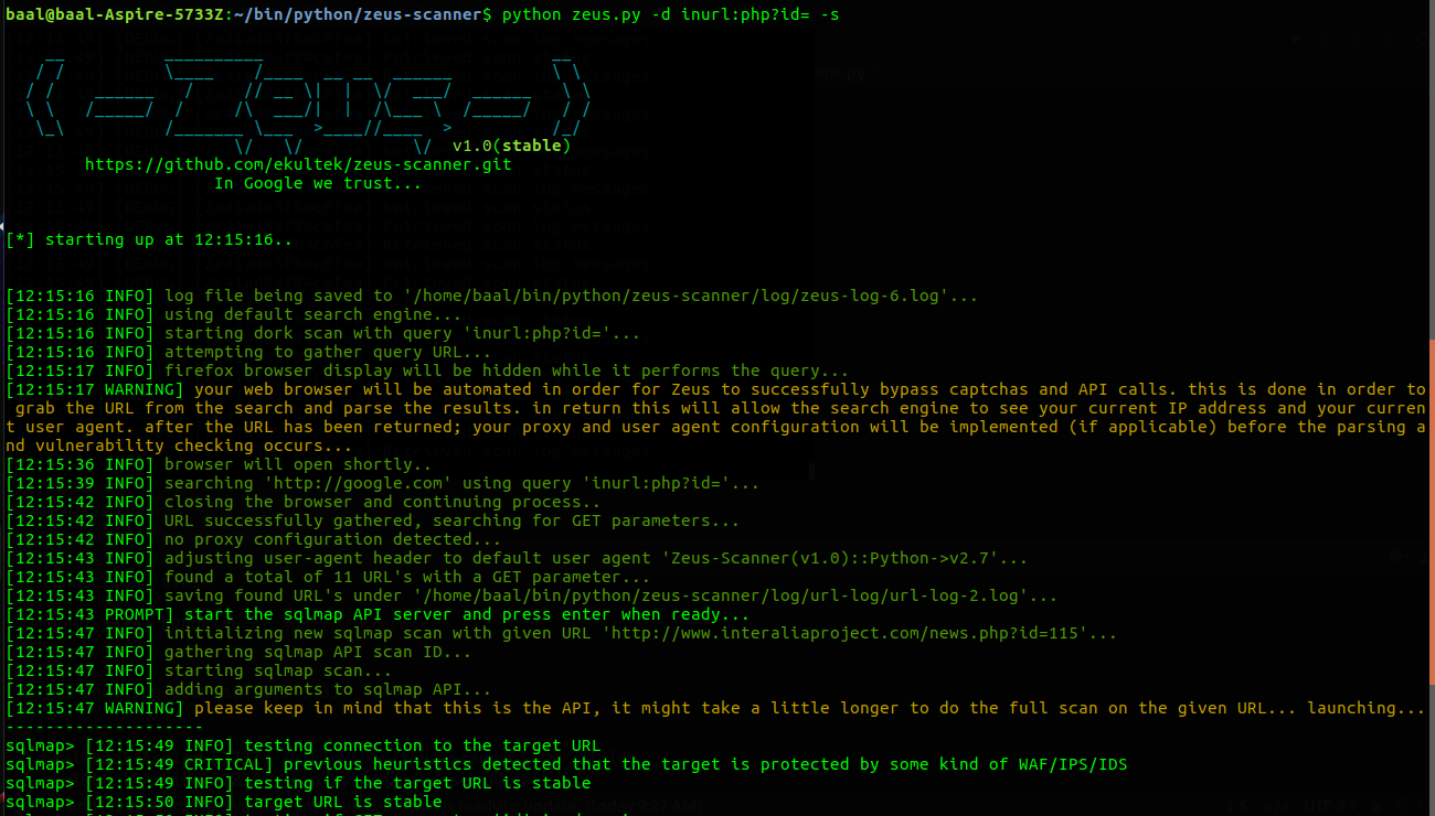 Github Ekultek Zeus Scanner Advanced Reconnaissance Utility