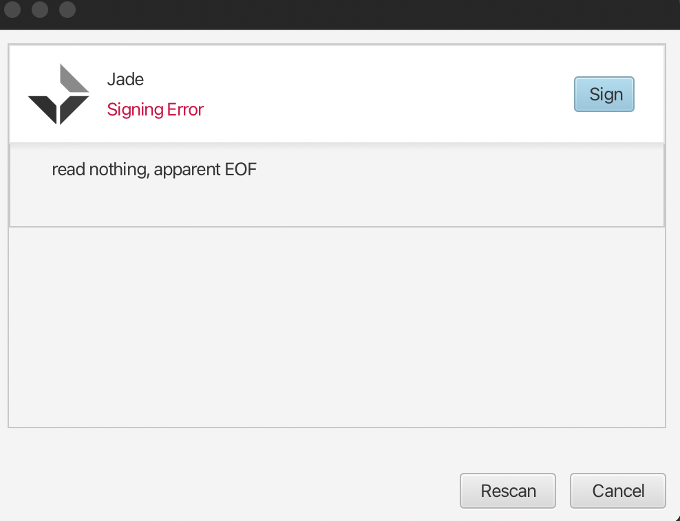 Blockstream Jade does not sign multisig transactions in Sparrow 1.7.8
