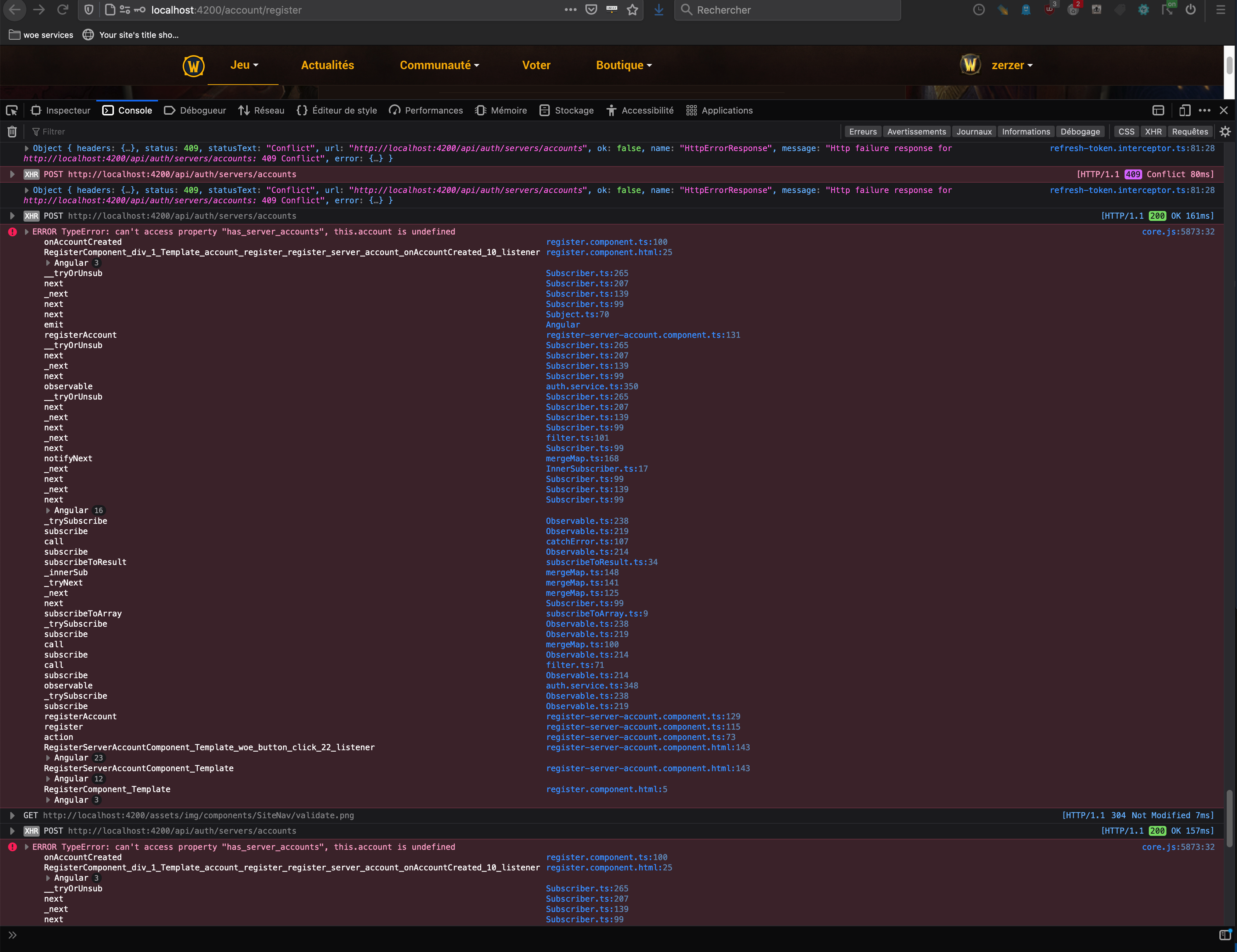 Register Création du compte wow · Issue 179 · wayofelendil/website · GitHub