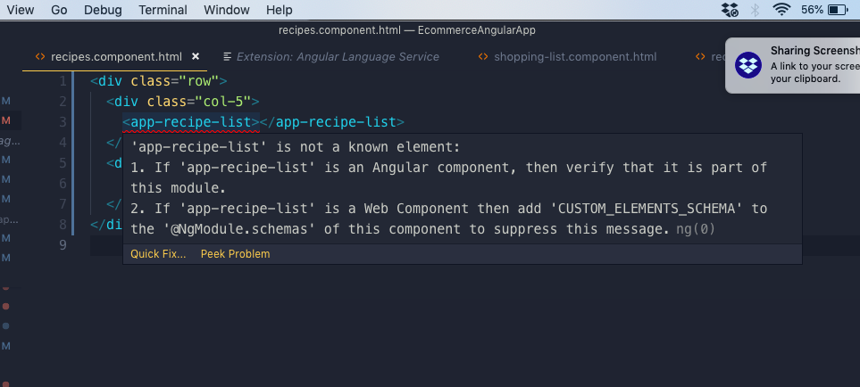 Error On Sub Component Not A Known Element Issue 588 Angular 