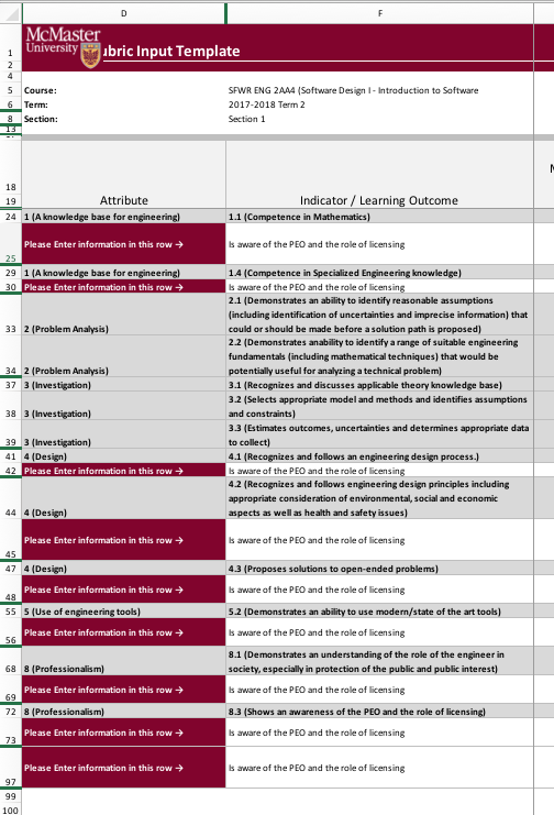 2017-2018 Rollover to Rubric Input Template Incorrect for SFWR ENG 2AA4 ...